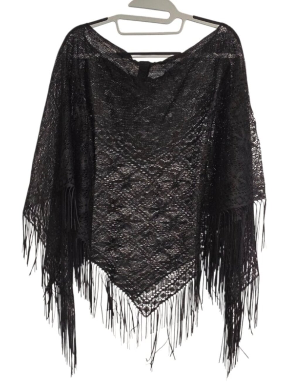 The Limited Vintage Lace Shawl Poncho Made in SA 1990s Y2K Fringe Whimsigoth